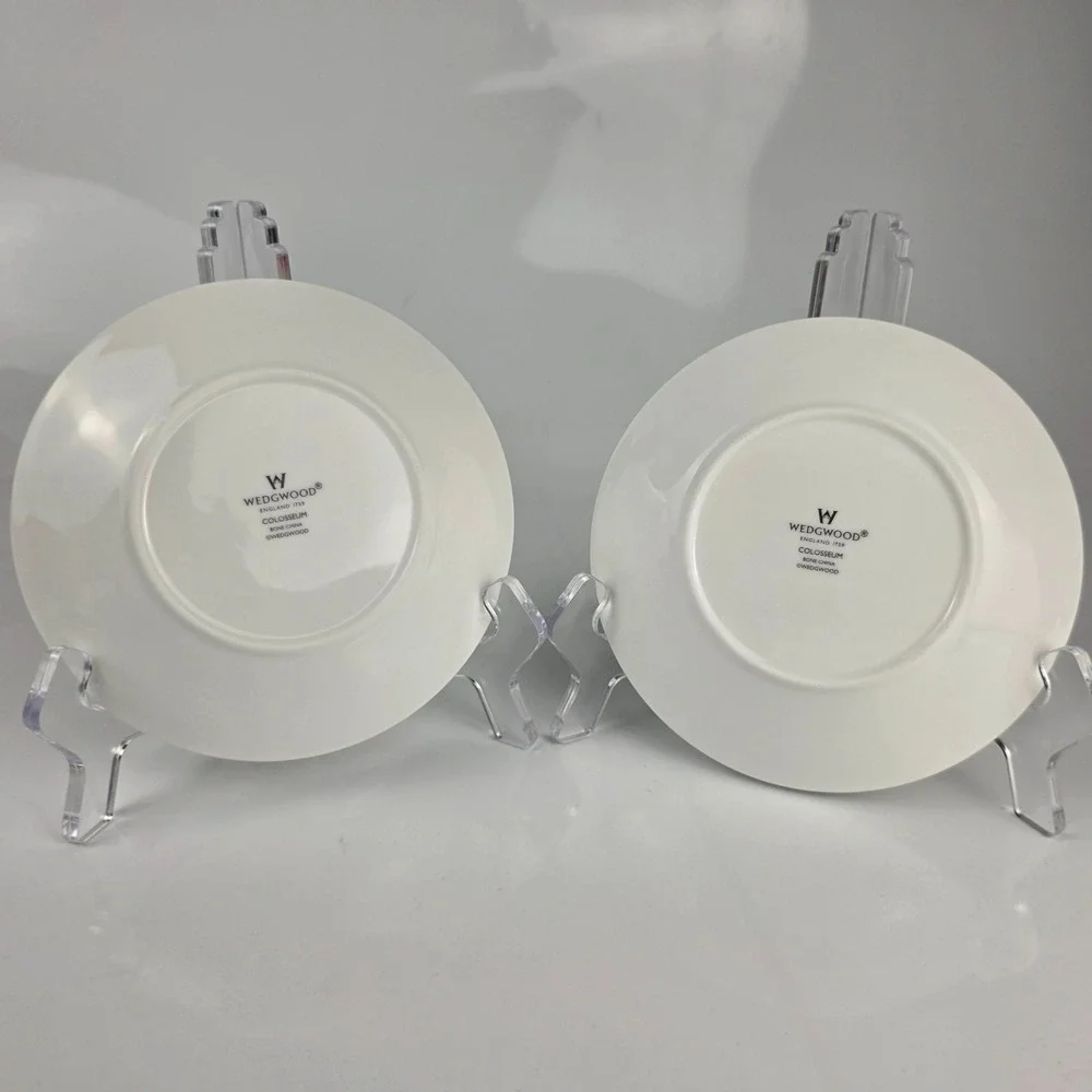 Wedgwood Colosseum Flat Cup & Saucer Set of 2 Pairs Bone China England